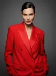 Executive Portrait Red Blazer Photorealistic Canvas
