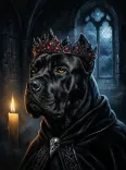 Fantasy Realistic Black Dog Royal Crown Portrait