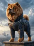 Futuristic Armored Chow Chow Superhero
