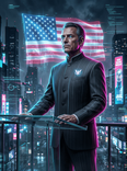 Futuristic Neon Presidential Portrait