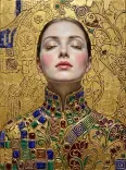 Oil Portrait Golden Mosaic Byzantine Elegance
