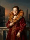 Oil Portrait Venetian Fur Collar Nobility
