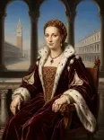 Oil Portrait Venetian Noble Fur Collar